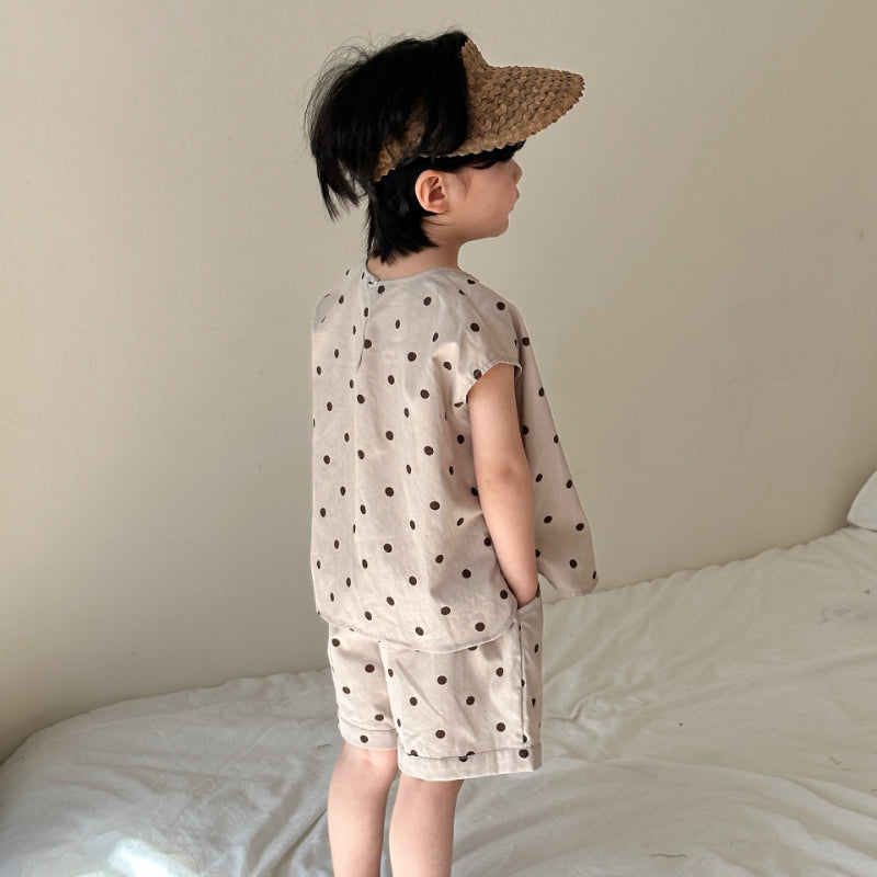 【BABY&KID】夏新作 ノースリーブドットセットアップ、ワンピースSK072109