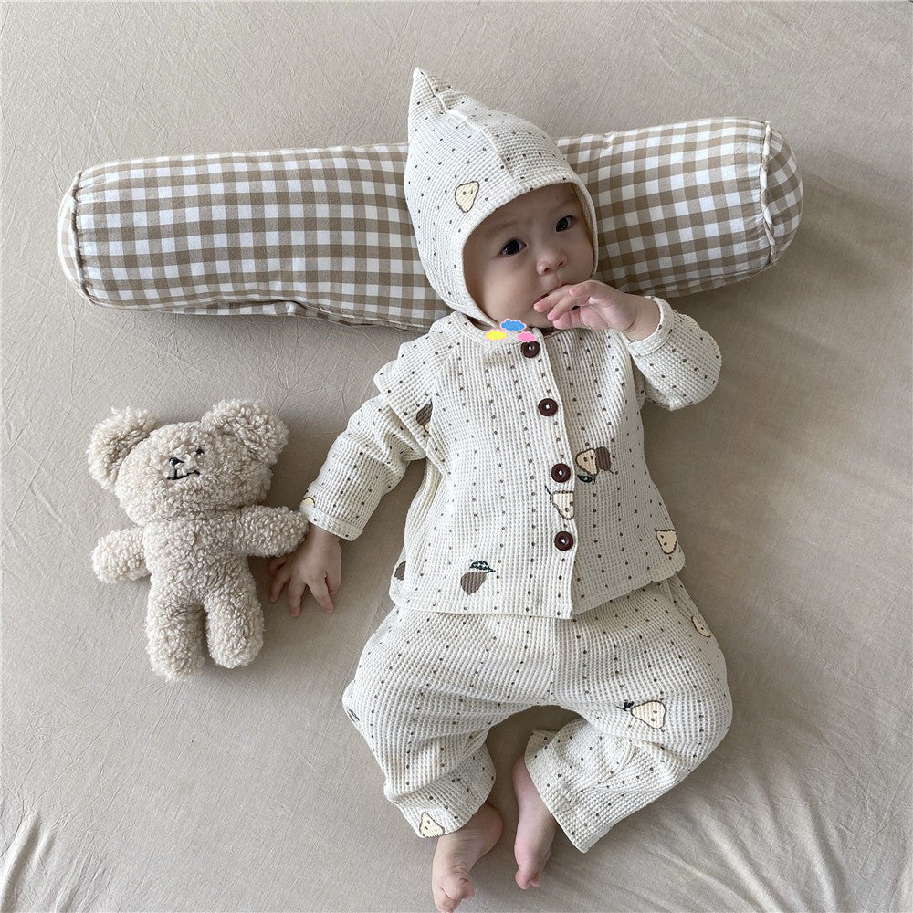 【BABY】梨柄ワッフルセットアップSK101556