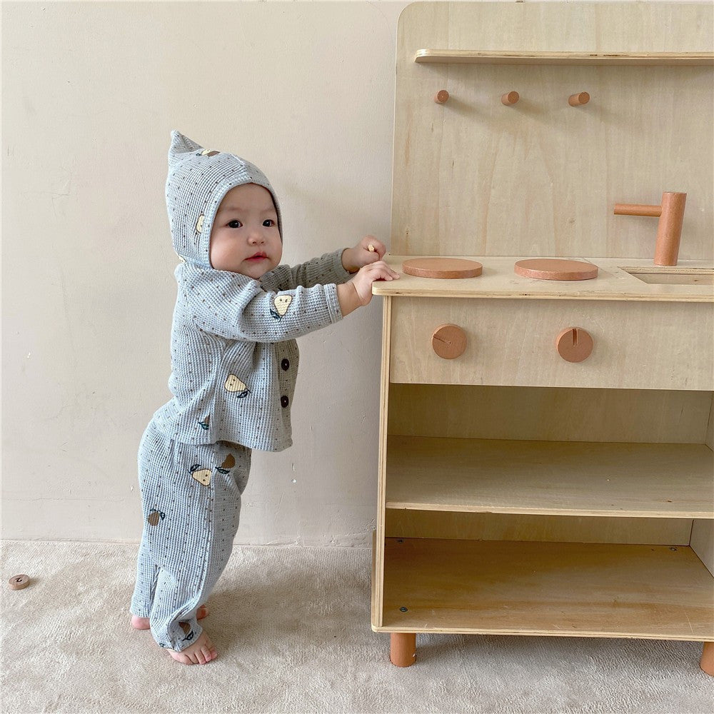 【BABY】梨柄ワッフルセットアップSK101556