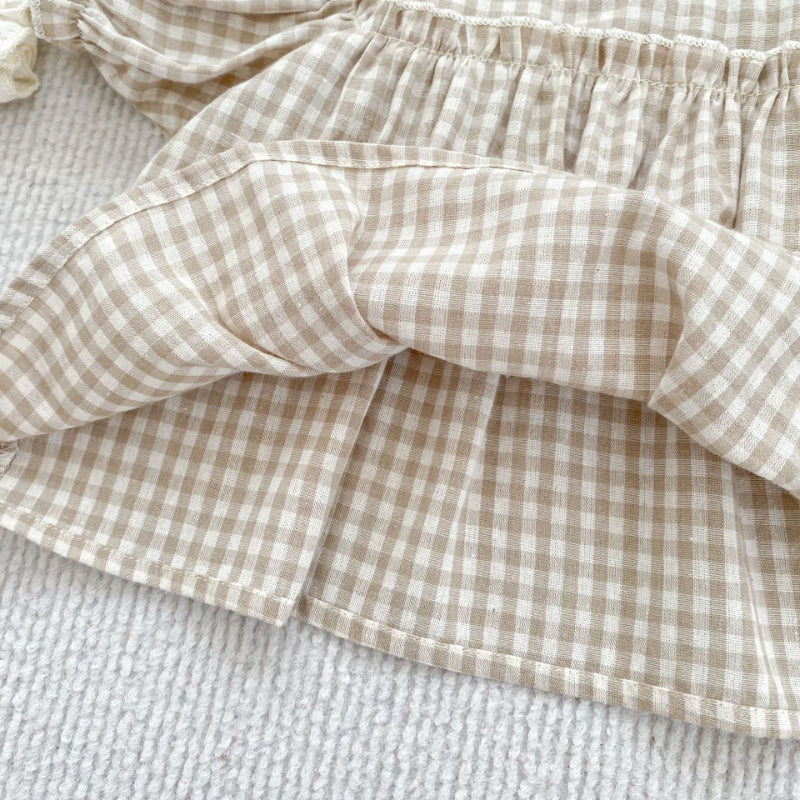 【BABY】夏新作 刺繍、チェック柄セットアップSK072510