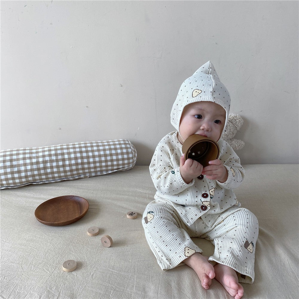 【BABY】梨柄ワッフルセットアップSK101556