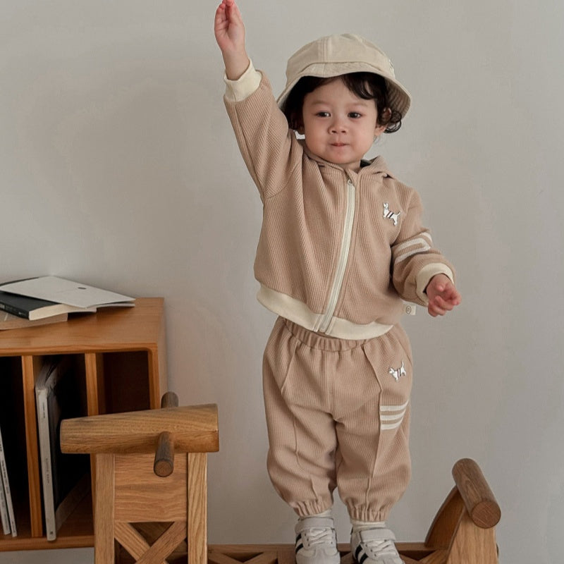 【BABY&KID】犬ワッペンワッフルセットアップSK100314