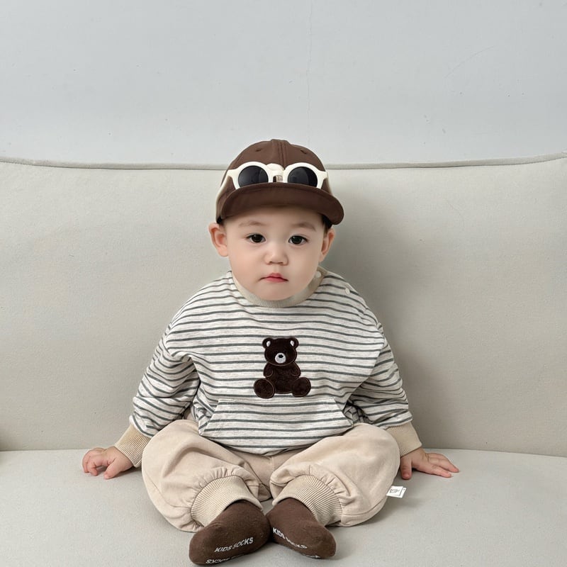 【BABY&KID】ポケット付きボーダートップス&パンツSK051402