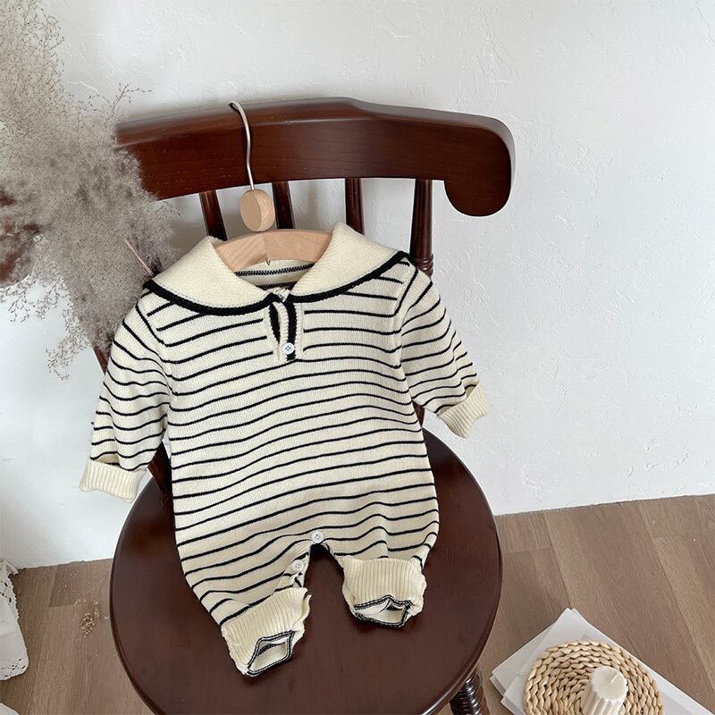 【BABY】セーラー襟ニットロンパース全3色SK11363