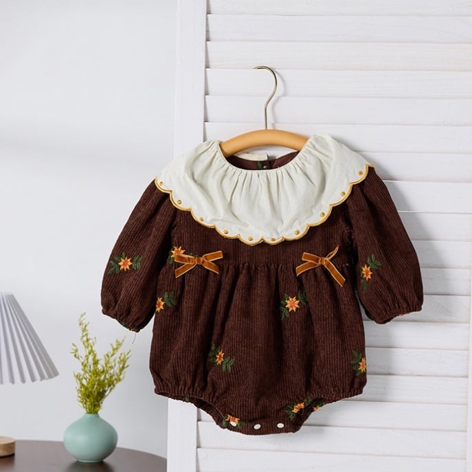 【BABY】フラワー刺繡ロンパースSK051603