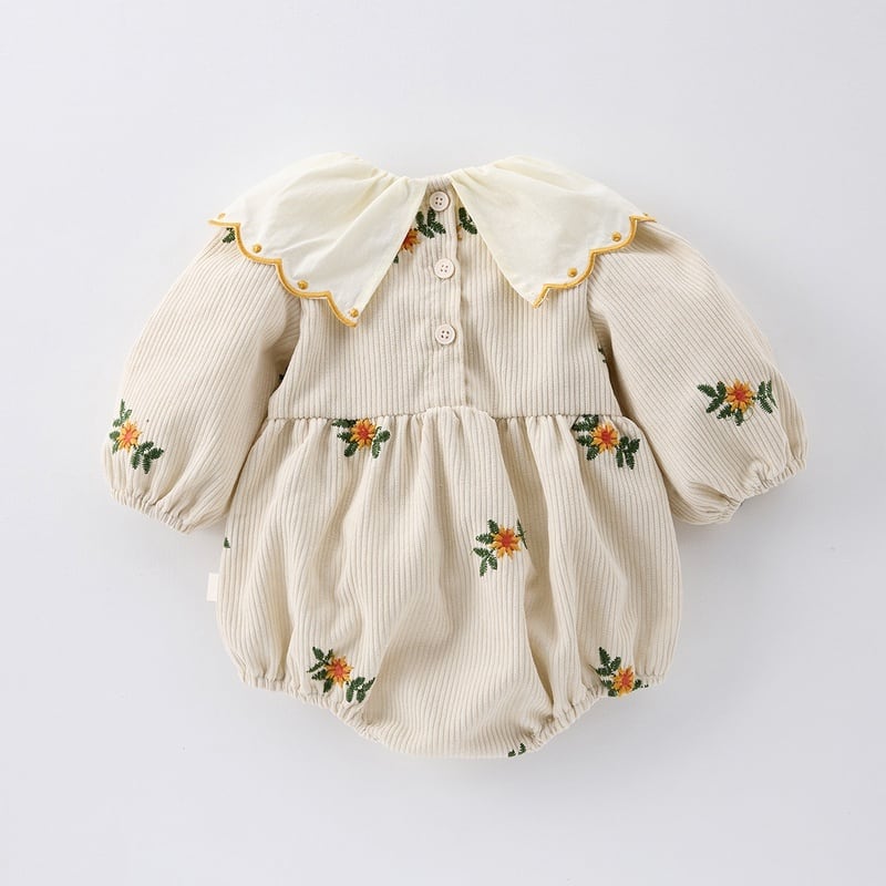 【BABY】フラワー刺繡ロンパースSK051603