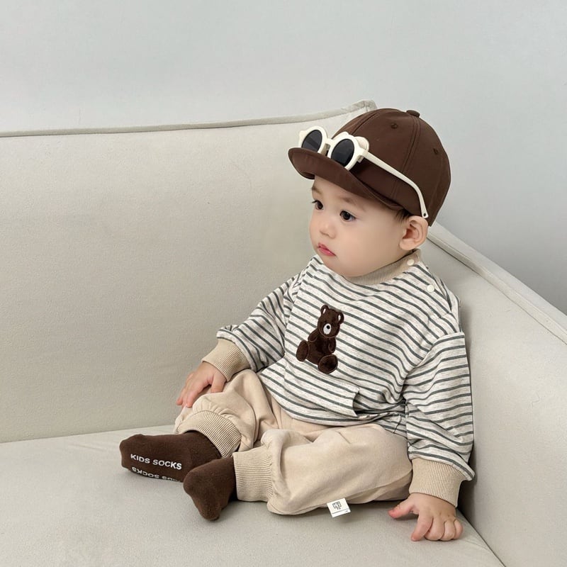 【BABY&KID】ポケット付きボーダートップス&パンツSK051402