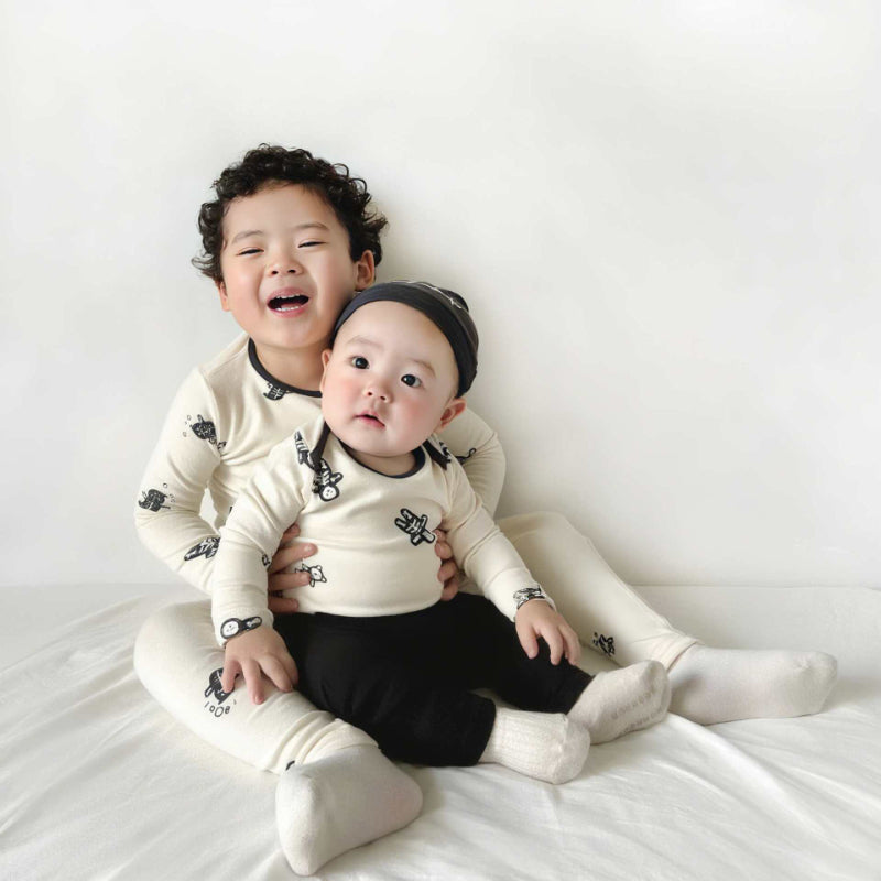 【BABY】スカル総柄ロンパース、セットアップSK101713