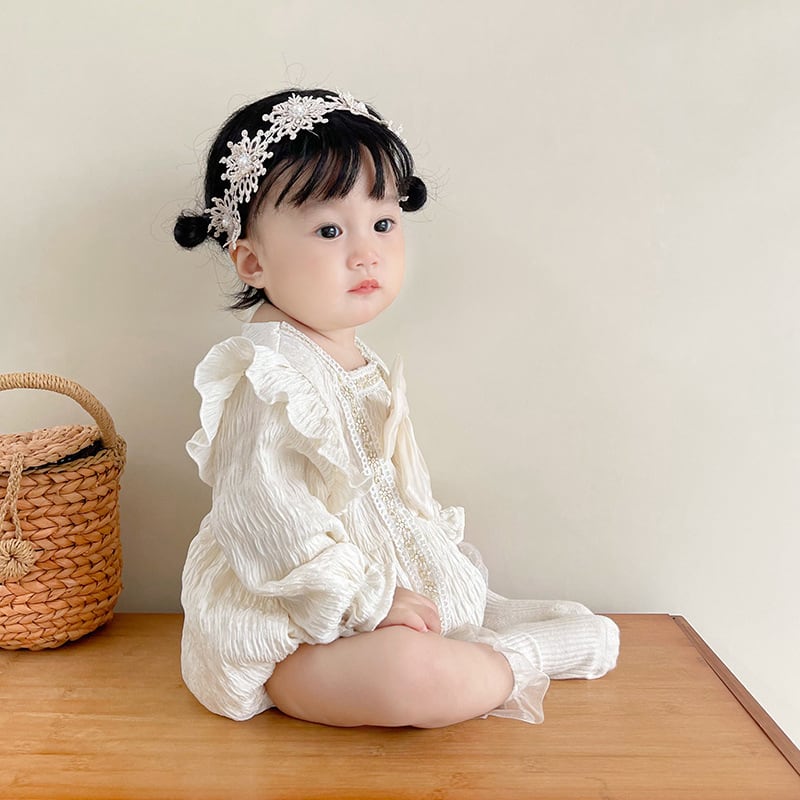 【BABY】春新作お姫様レースリボン付きロンパースSK11320