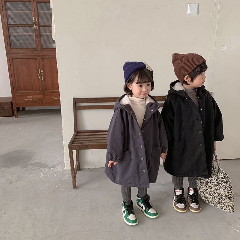 【BABY&KID】冬新作韓国風暖かいフート付きロングコートSK11375