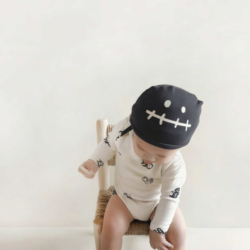 【BABY】スカル総柄ロンパース、セットアップSK101713