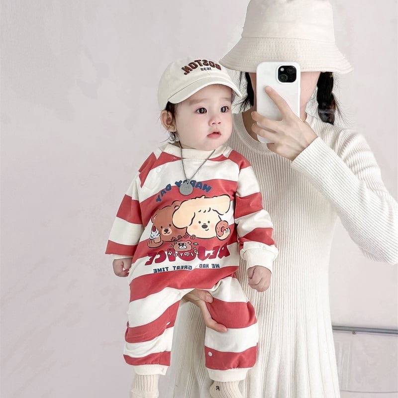 【BABY】 ベースボールボーダーロンパースSK051605