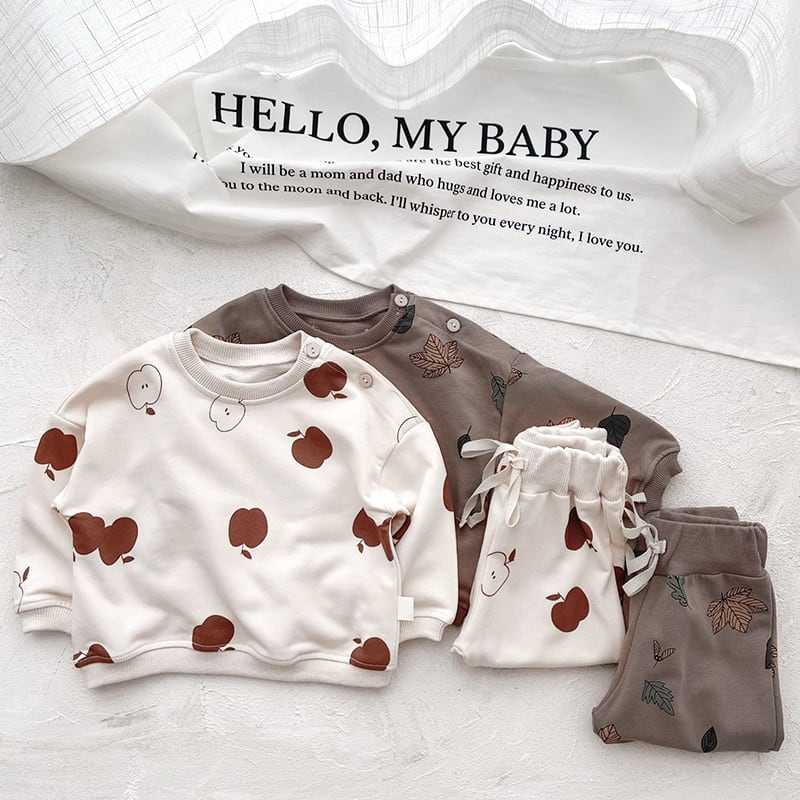 【BABY&KID】リンゴORカエデ葉柄カジュアルセットアップSK11396