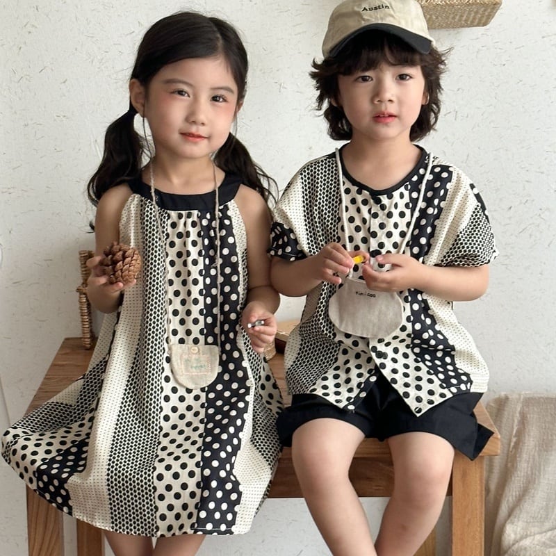 【BABY&KID】夏新作 オシャレドットセットアップ、ワンピースSK0631012