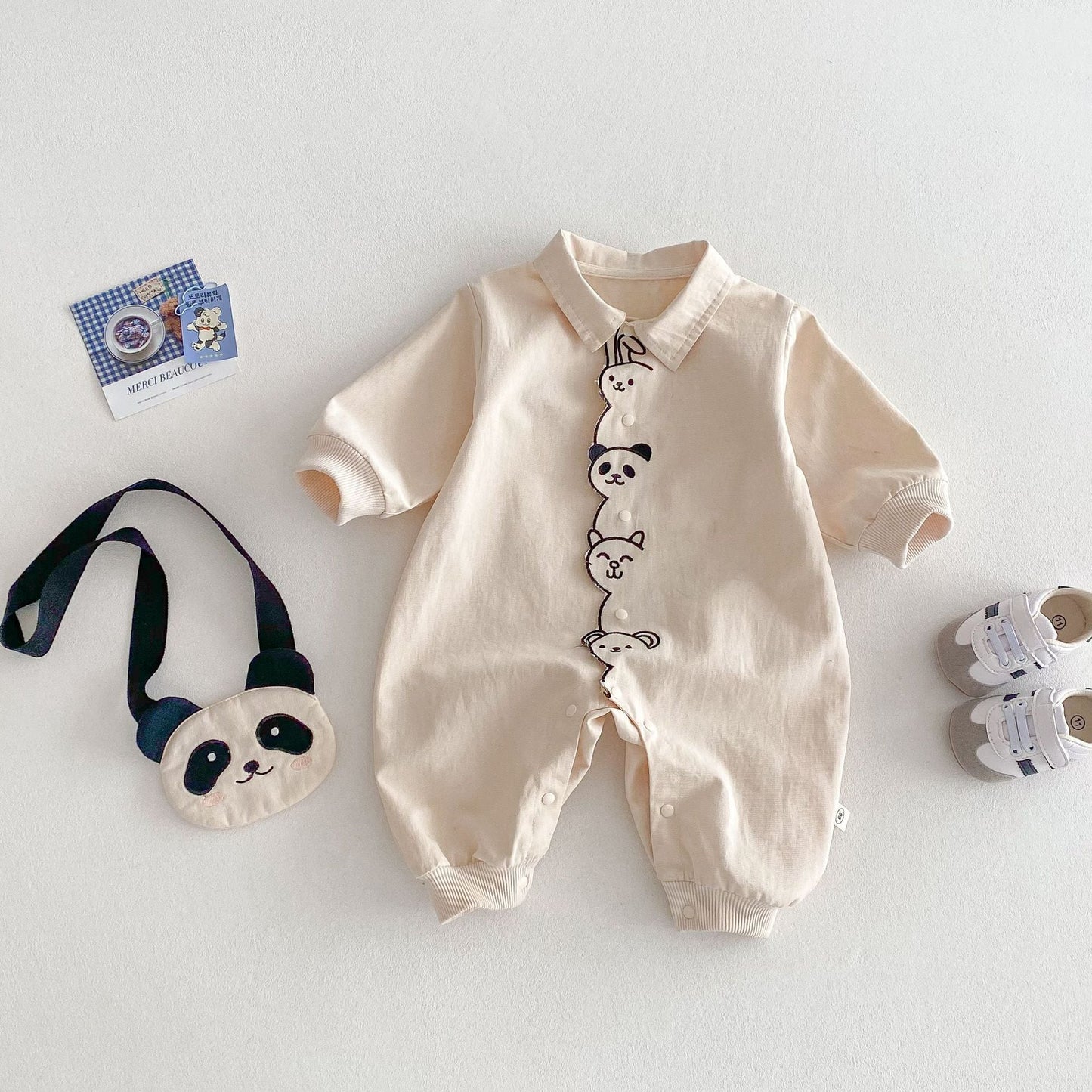 【BABY】アニマル刺繡可愛いロンパースSK031505