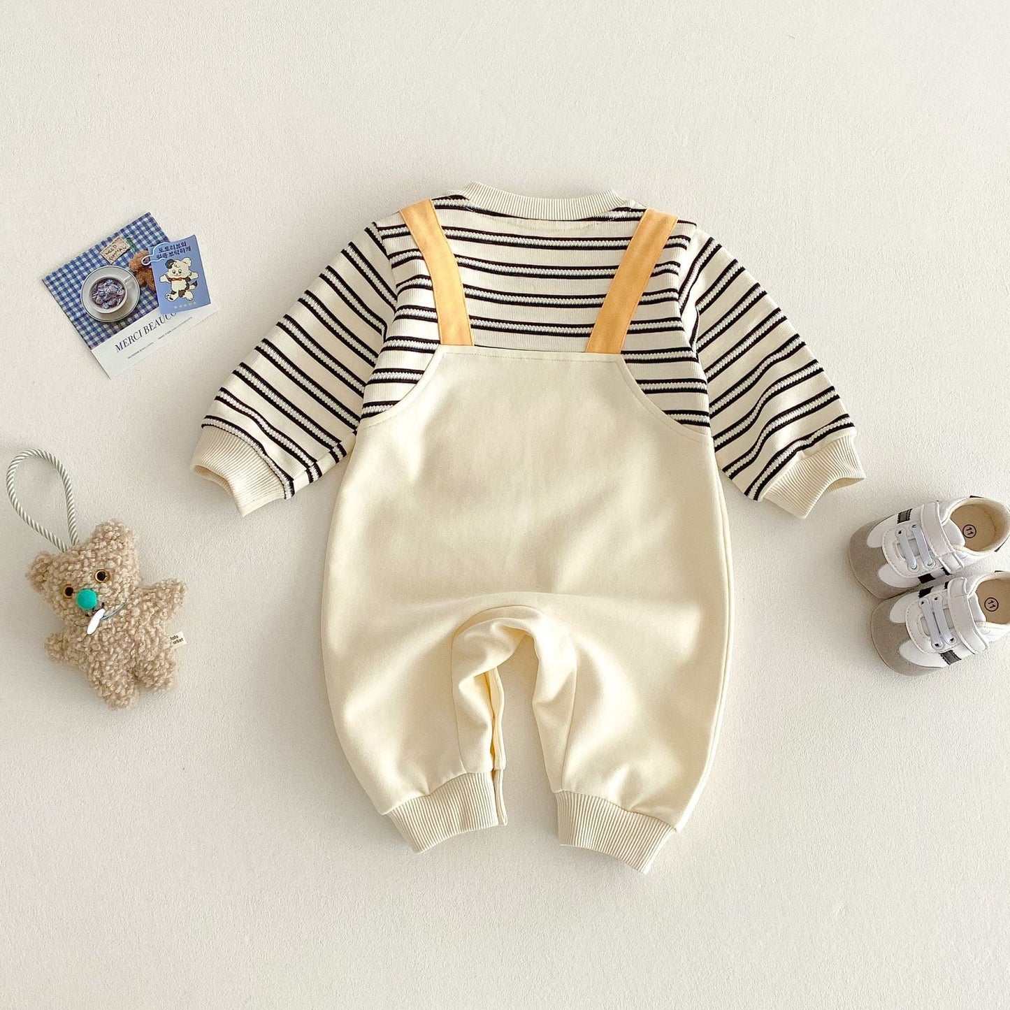 【BABY】レイヤードボーダーロンパースSK030717