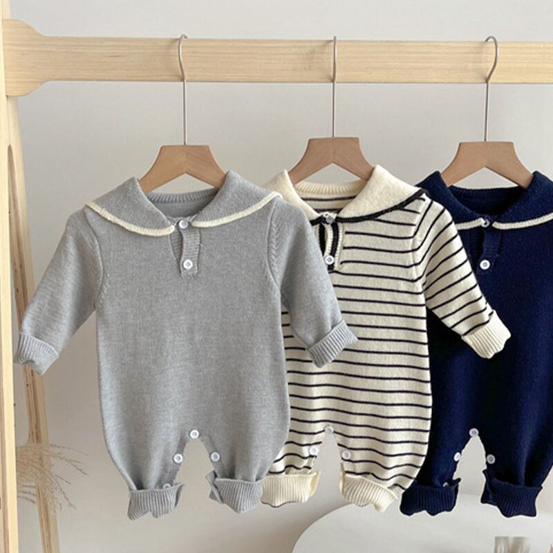 【BABY】セーラー襟ニットロンパース全3色SK11363
