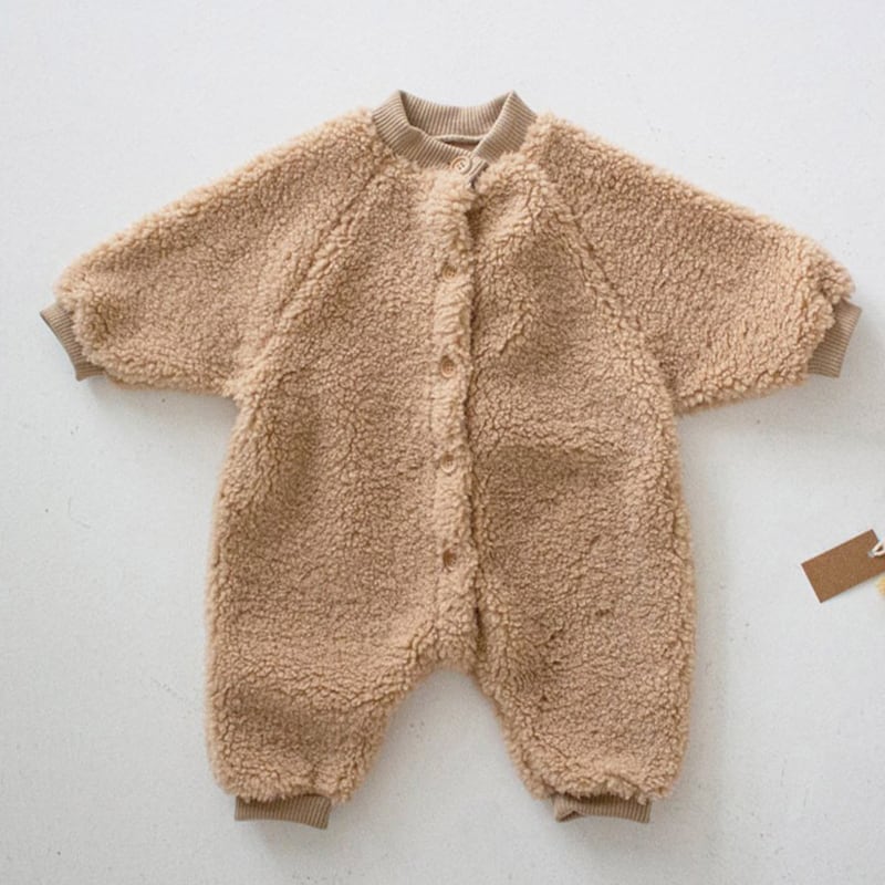 【BABY&KID】冬新作無地起毛ボタン付きオールインワン 全3色SK11341
