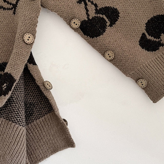 【BABY】チェリー柄ニット編みオールインワンSK032101