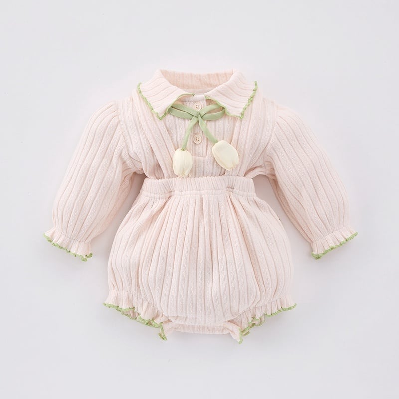 【BABY】チューリッ柔らかいリブTシャツ&サロペットSK051602