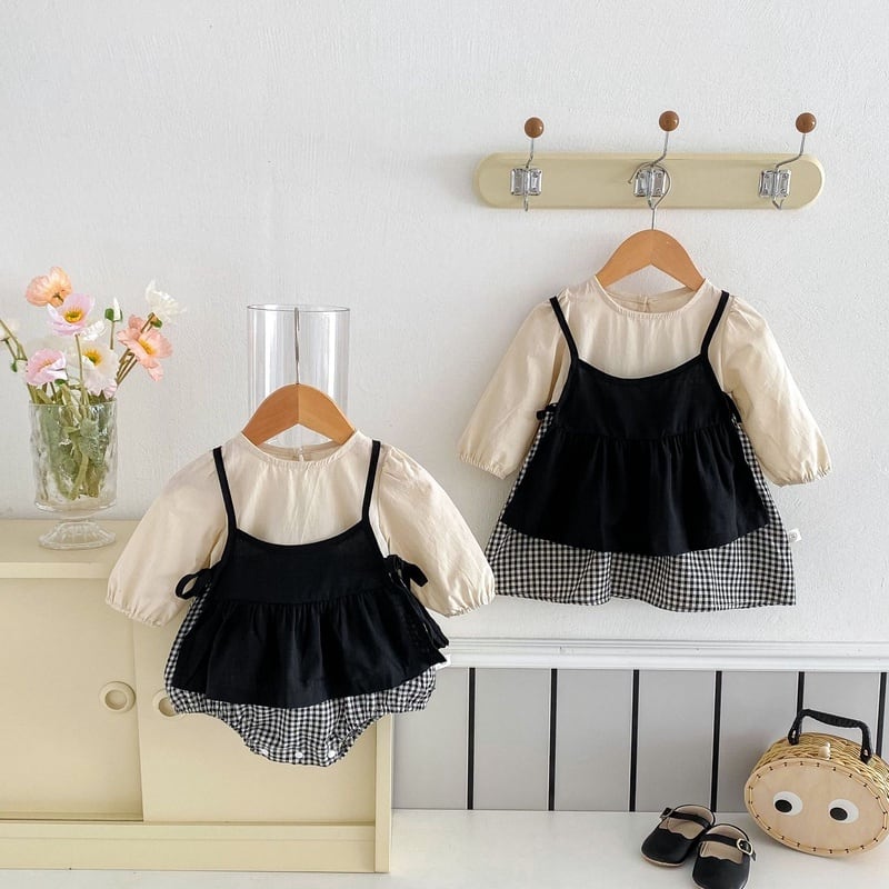 【BABY&KID】ハーフチェックロンパース、ワンピースSK030802