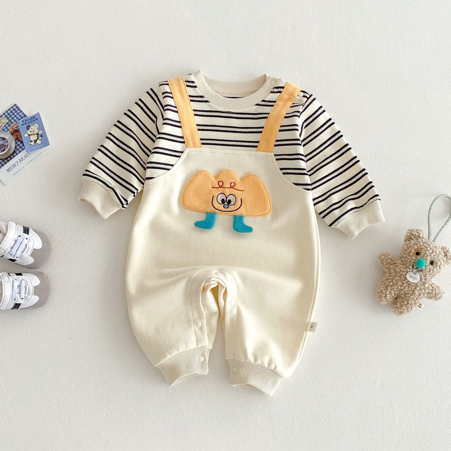 【BABY】レイヤードボーダーロンパースSK030717