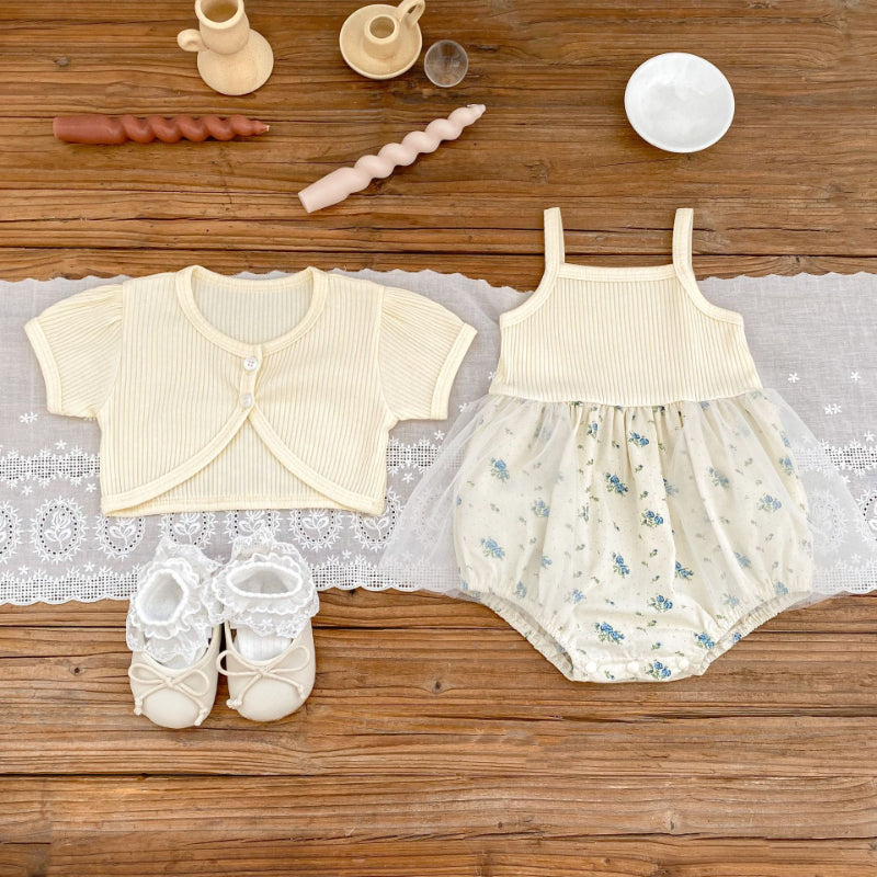 【BABY】夏新作 メッシュロンパース&カーディガンセットアップSK071908