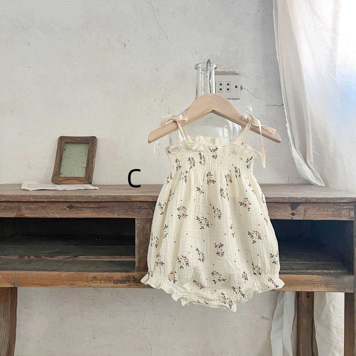 【BABY】コットン花柄半袖ロンパース、キャミロンパース、トップスセット、サロペットSK062112