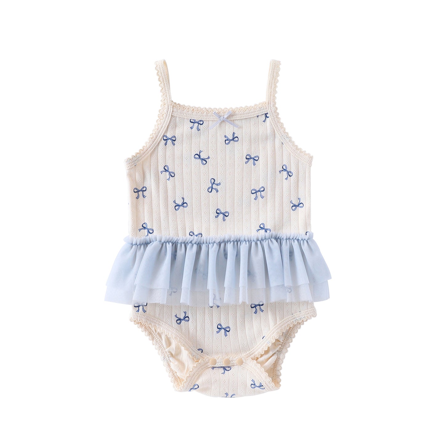 【BABY】夏新作 北欧風ハート、蝶結び柄キャミロンパースSKO71513