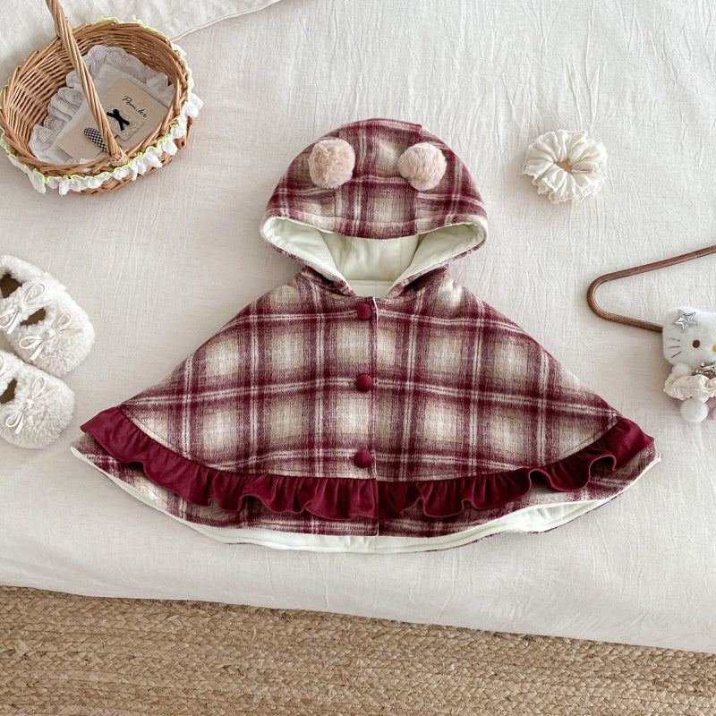 【BABY】冬新作チェックあったかケープSK103115