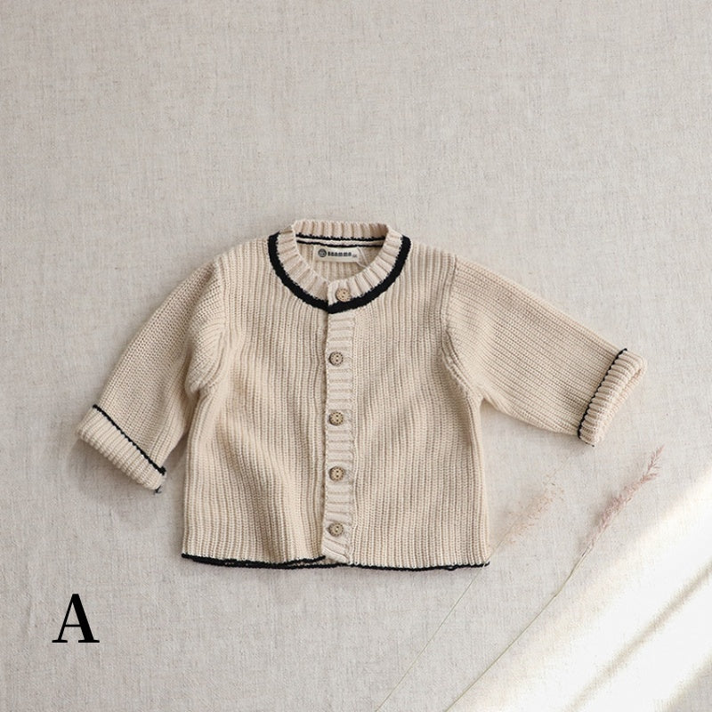 【BABY】無地ニットカーディガン、サロペットロンパース、大きな耳帽子SK101529