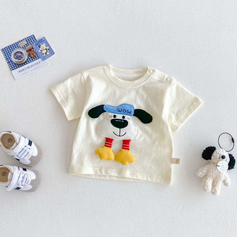 【BABY&KID】夏新作 可愛いドッグロゴTシャツ、ストライプのショートパンツSKO71208