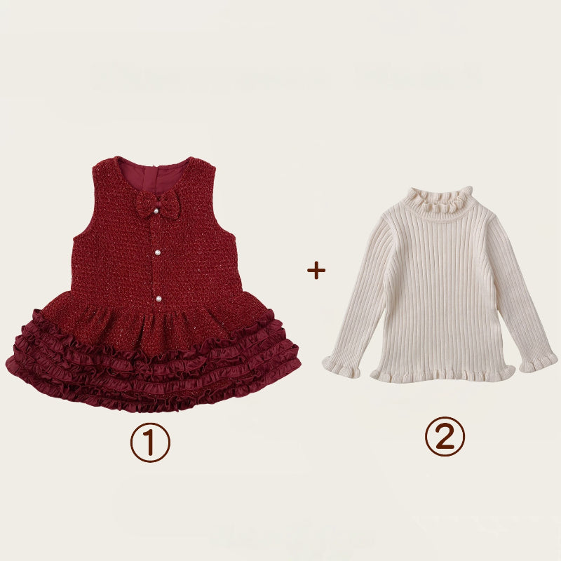 【BABY&KID】冬新作 小香風ジャンパースカート&ニットセーターSK102427