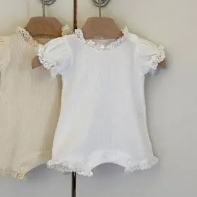 【BABY】夏新作 ワッフルバルーンスリーブカバーオール&スタイSK090711