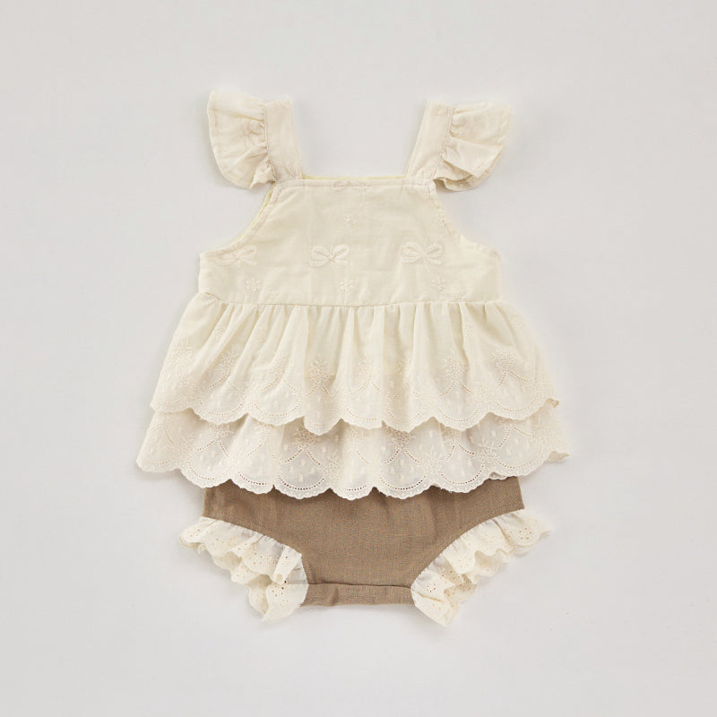 【BABY&KID】夏新作 刺繍フリルキャミ&バルーンパンツSK081720