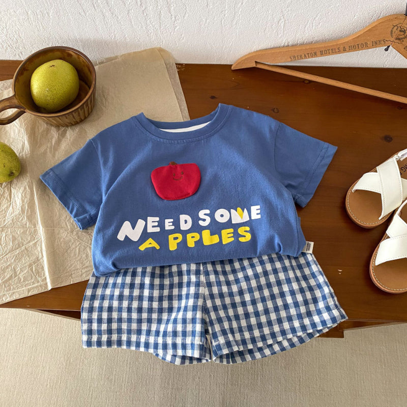 【BABY&KID】夏新作 アルファベットTシャツ&チェックショートパンツSK070210