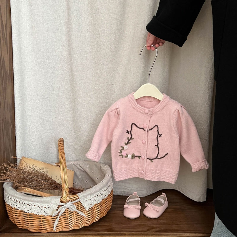 【BABY&KID】韓国風刺繍ニットロンパース、カーディガンSK101835