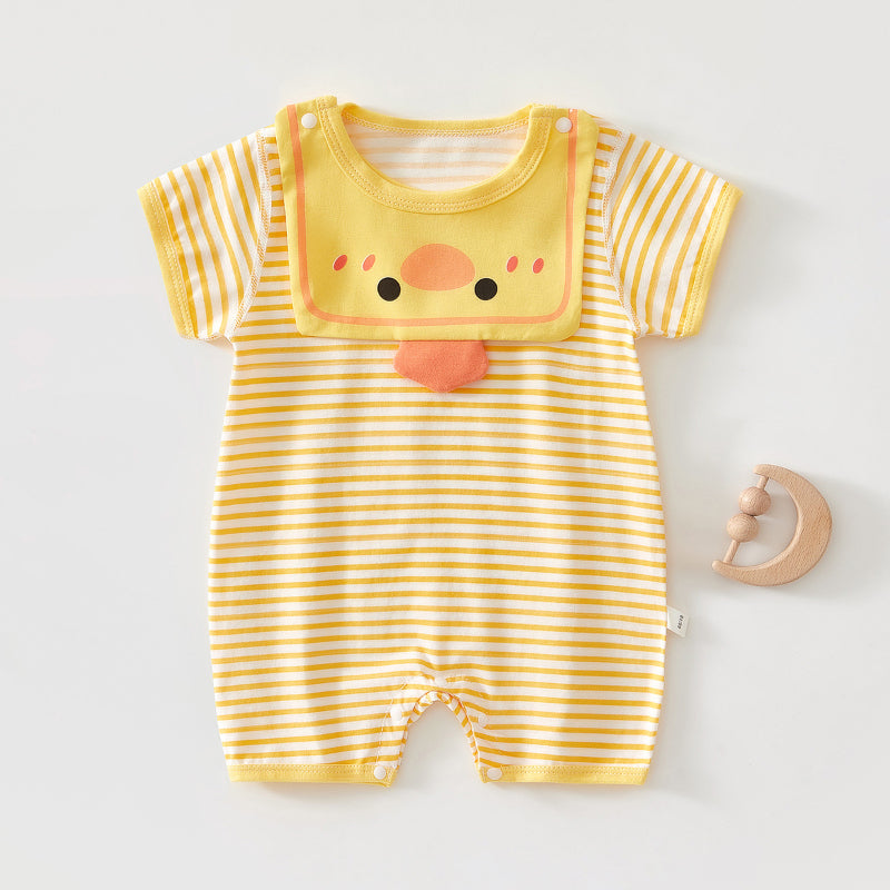 【BABY】夏新作 ボーダーのカートゥーン柄ロンパースSK091529