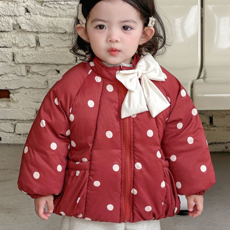 【BABY】冬新作韓国風ドット蝶結びアウターSK103120