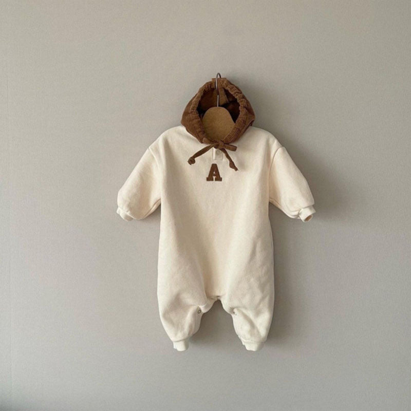 【BABY】韓国風 帽子付きA柄オールインワンSK022910