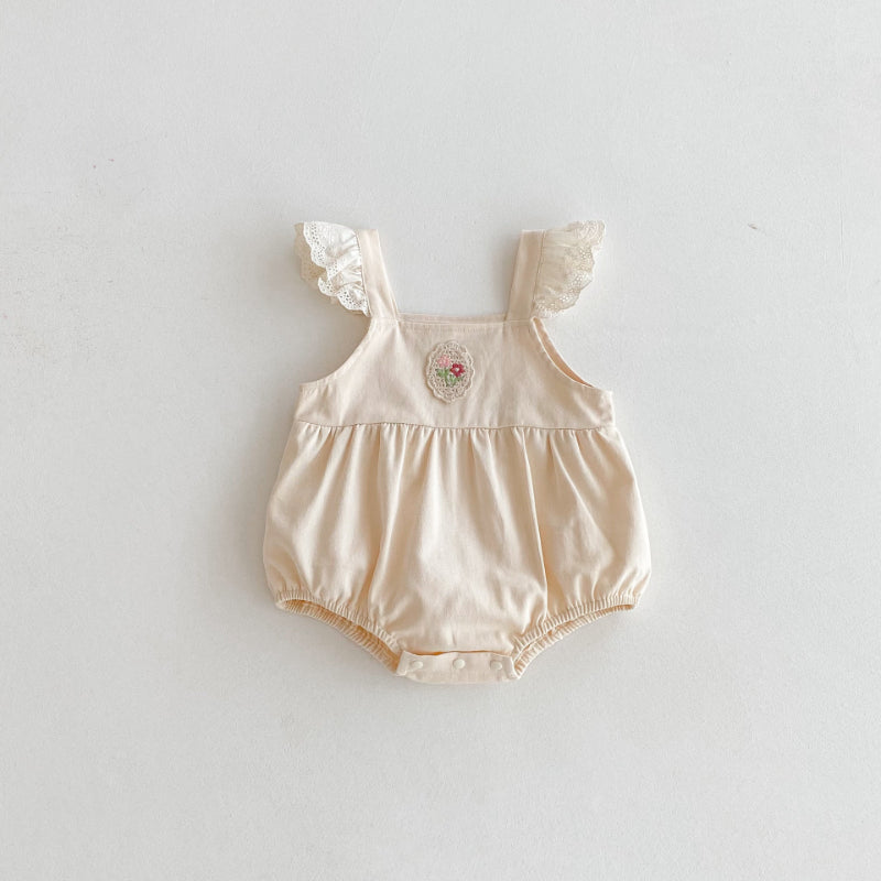 【BABY】花柄トップス、花刺繍サロペットパンツSK092318