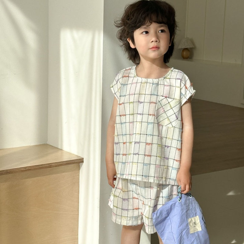 【BABY&KID】夏新作 チェック肩フリルワンピース、セットアップSK063017