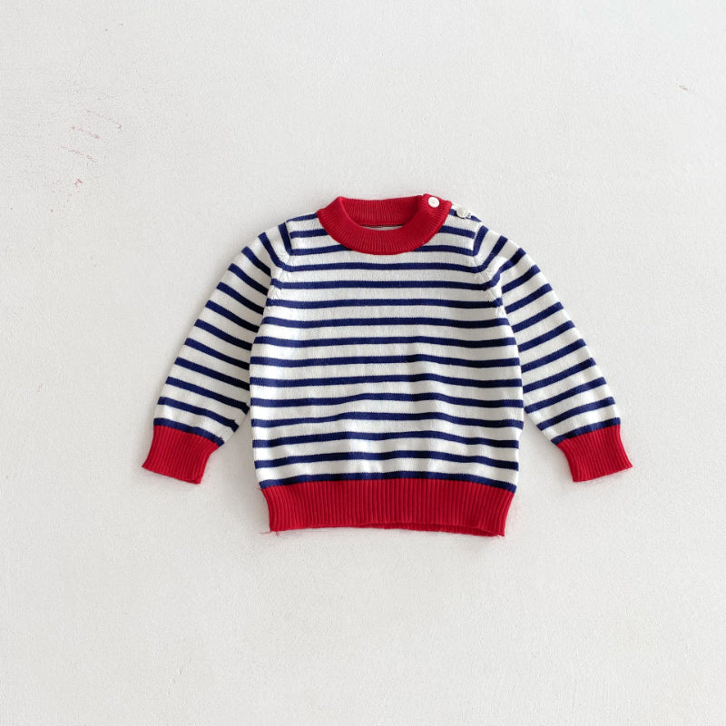 【BABY】デニムサロペット、ボーダートップスSK092533