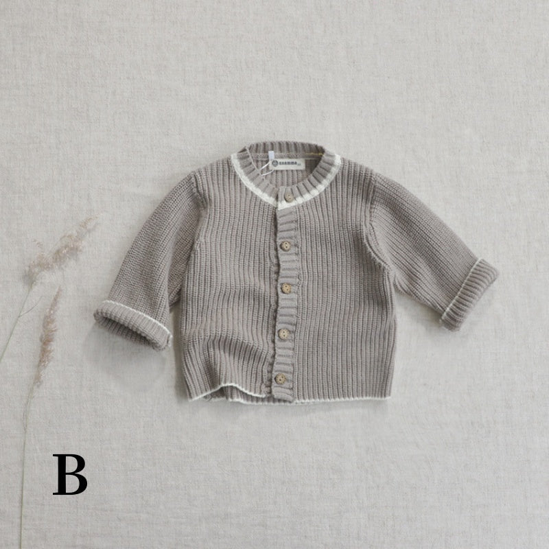 【BABY】無地ニットカーディガン、サロペットロンパース、大きな耳帽子SK101529