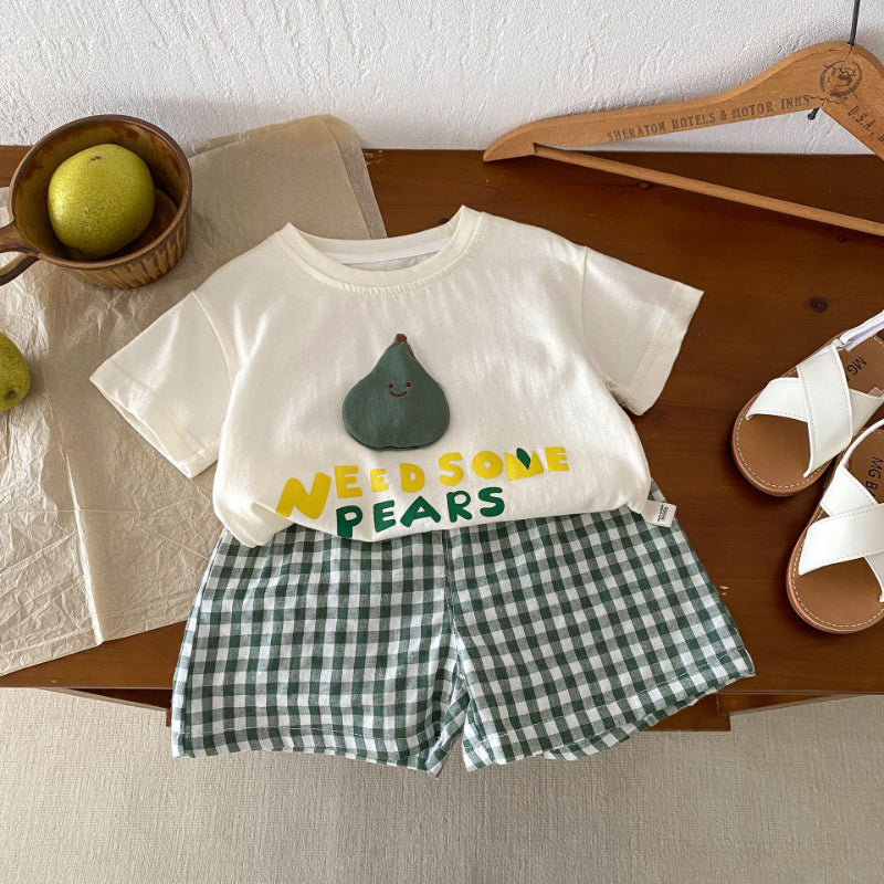 【BABY&KID】夏新作 アルファベットTシャツ&チェックショートパンツSK070210
