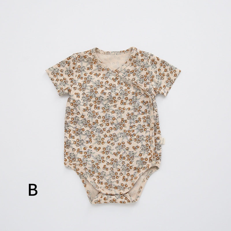 【BABY】夏新作 北欧風 総柄半袖ロンパースSK091304