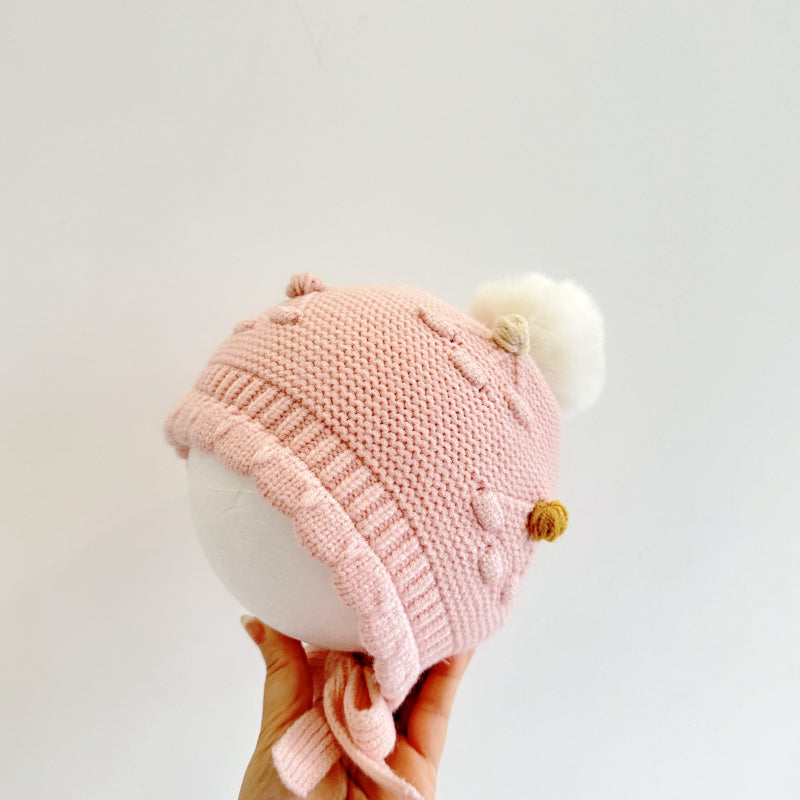 【HAT】波型ポンポンニット帽子SK101607