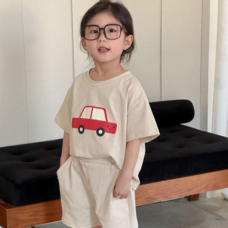 【BABY&KID】夏新作 カートゥーンカーセットアップSK063008