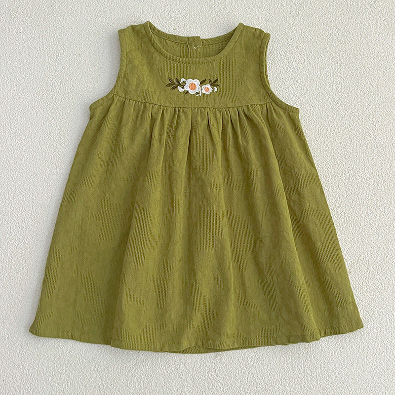 【姉妹服】夏新作 フラワー刺繍ノースリーブロンパース、ワンピースSK081625