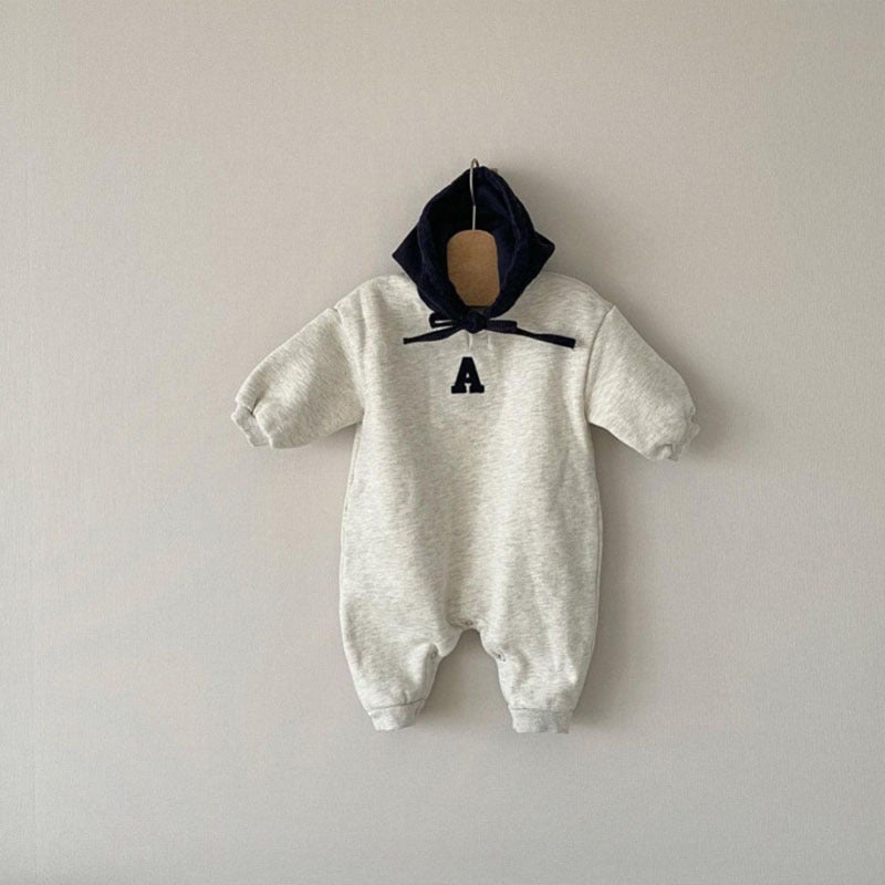 【BABY】韓国風 帽子付きA柄オールインワンSK022910